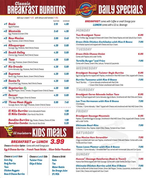 <strong>Twisters Burgers and Burritos</strong>. . Twisters burgers and burritos albuquerque menu